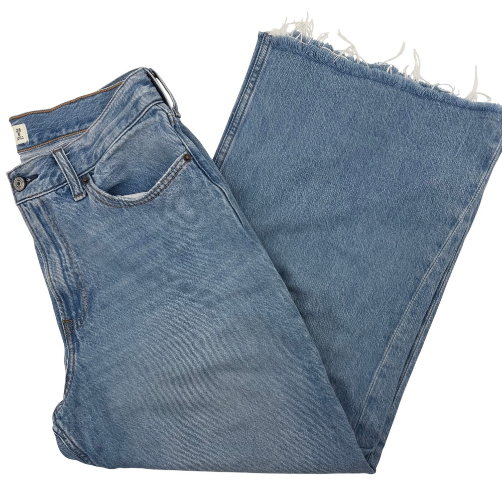 Abercrombie & Fitch The Crop Wide Leg High Rise Jeans Blue Medium Wash 28 6